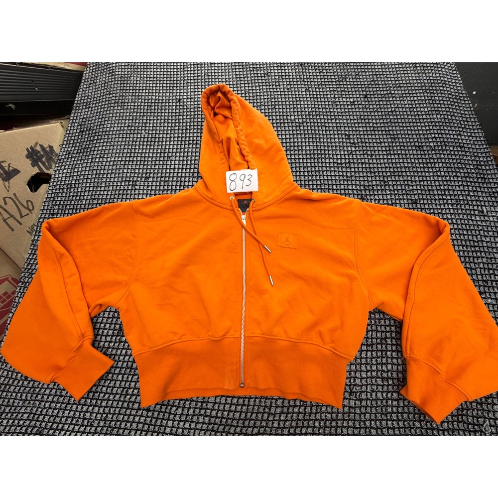 Jordan Flight Zip Hoodie Womens Medium Orange Cropped Jumpman